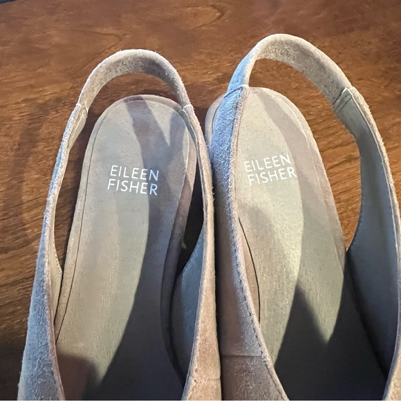 Eileen Fisher Taupe Suede Gatwick Slingback Block Heel Pump - NWT 6.5 - Picture 5 of 12